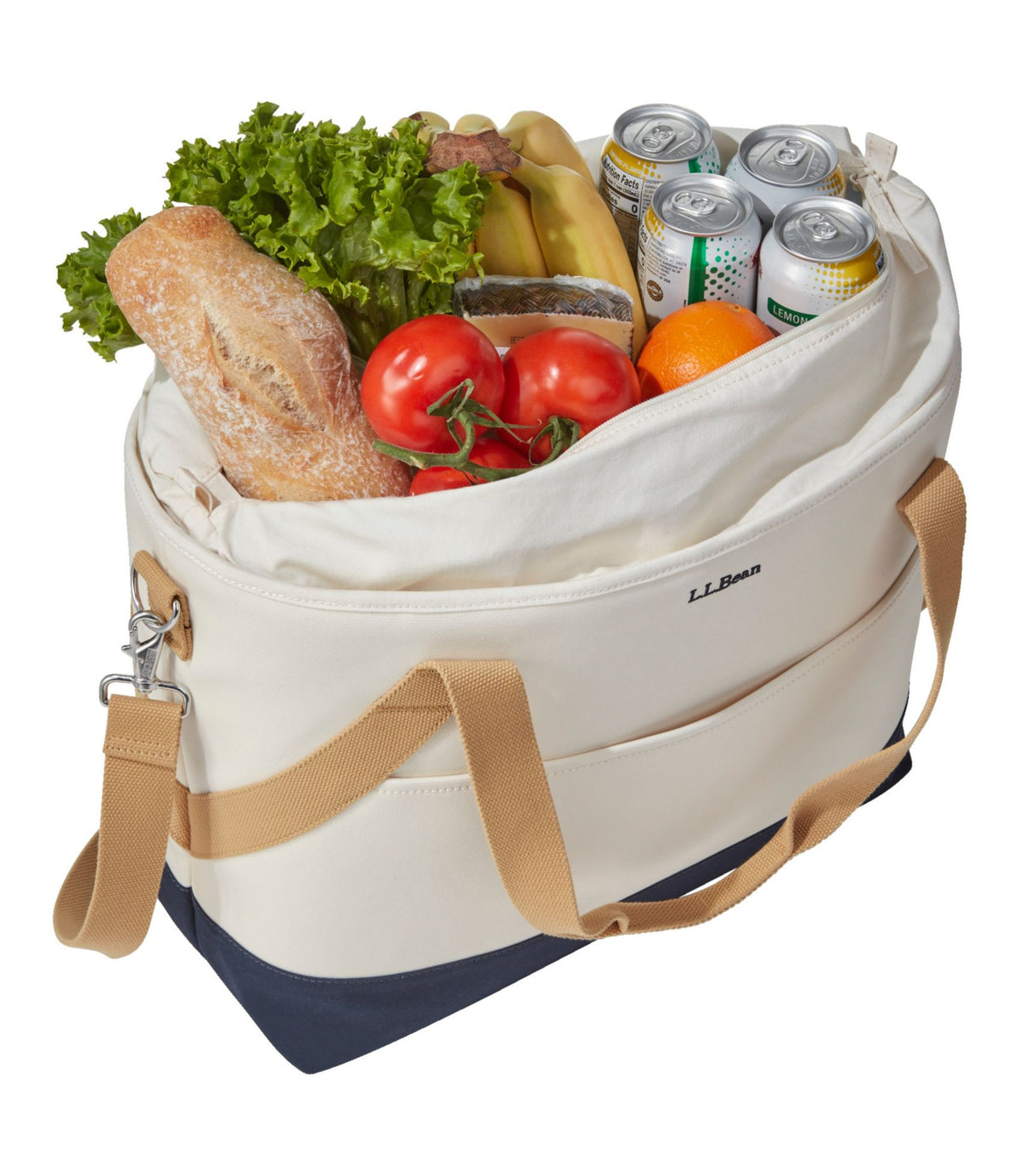 L.L.Bean Nor'easter Insulated Tote, Large Classic Navy/Cream/Canyon Khaki