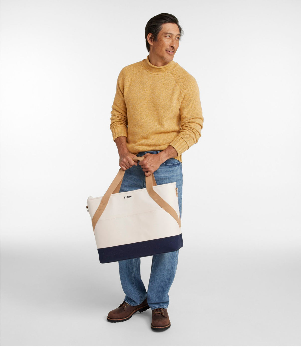 L.L.Bean Nor'easter Insulated Tote, Large Classic Navy/Cream/Canyon Khaki