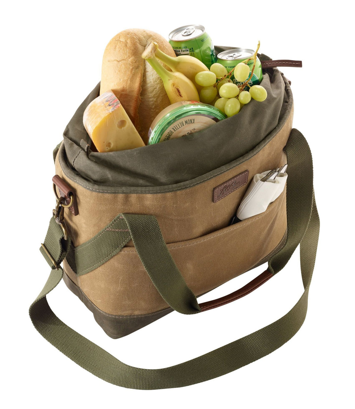 L.L.Bean Insulated Waxed-Canvas Tote, Medium Khaki