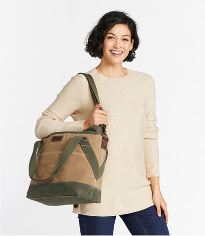 L.L.Bean Insulated Waxed-Canvas Tote, Medium Khaki