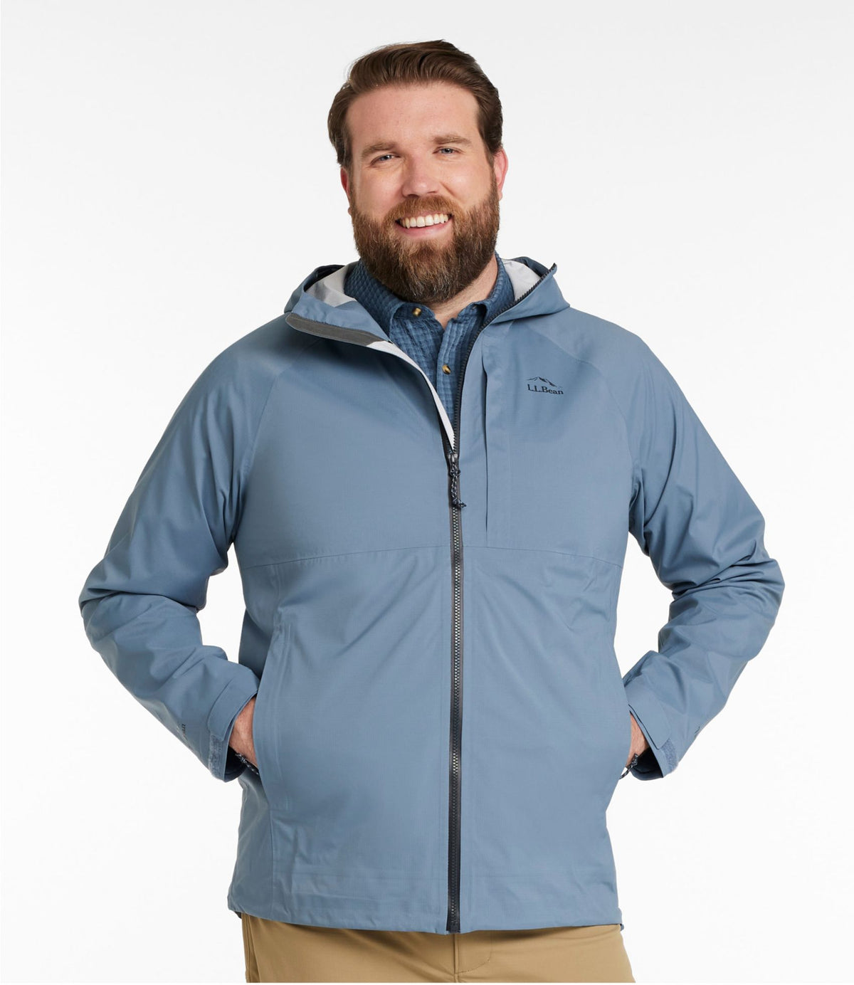 L.L.Bean Men's Angler Rain Jacket Muted Blue