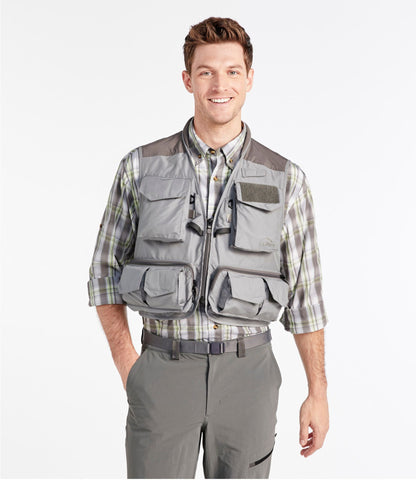 L.L.Bean Men's Angler Fishing Vest Mineral Gray/Asphalt