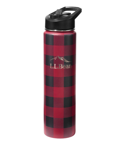 L.L.Bean Bean Canteen Insulated Straw Water Bottle, 25 oz. Print Buffalo Plaid