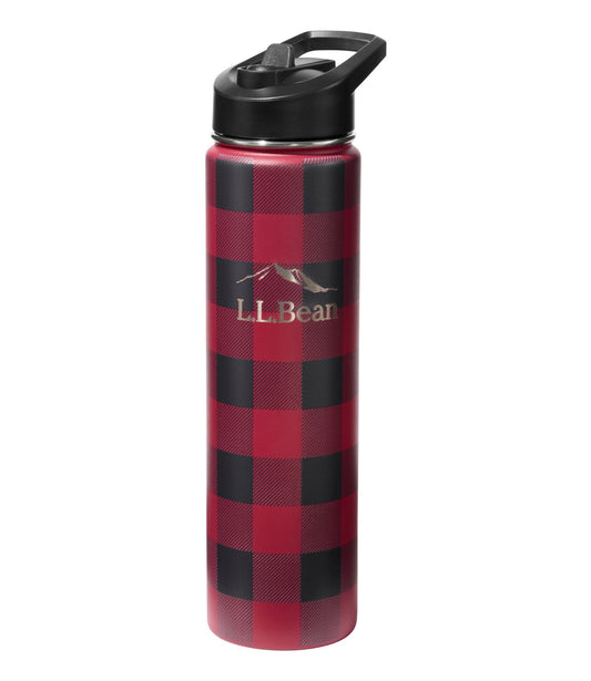 L.L.Bean Bean Canteen Insulated Straw Water Bottle, 25 oz. Print Buffalo Plaid