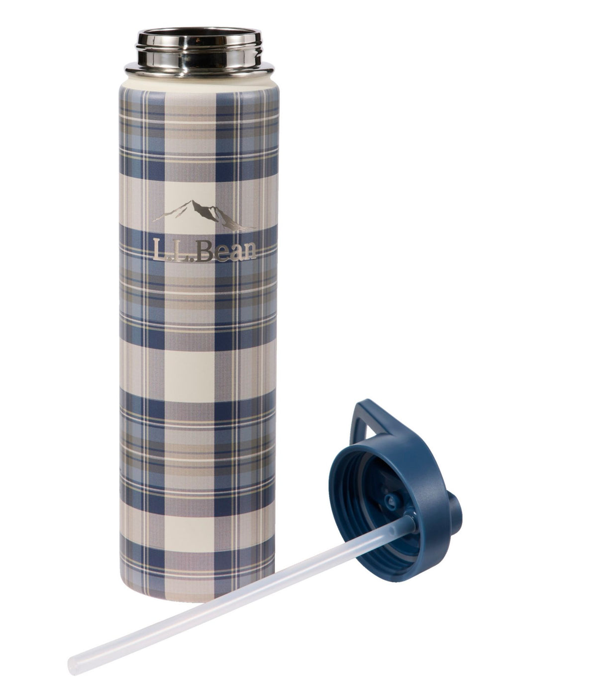 L.L.Bean Bean Canteen Insulated Straw Water Bottle, 25 oz. Print Buffalo Plaid