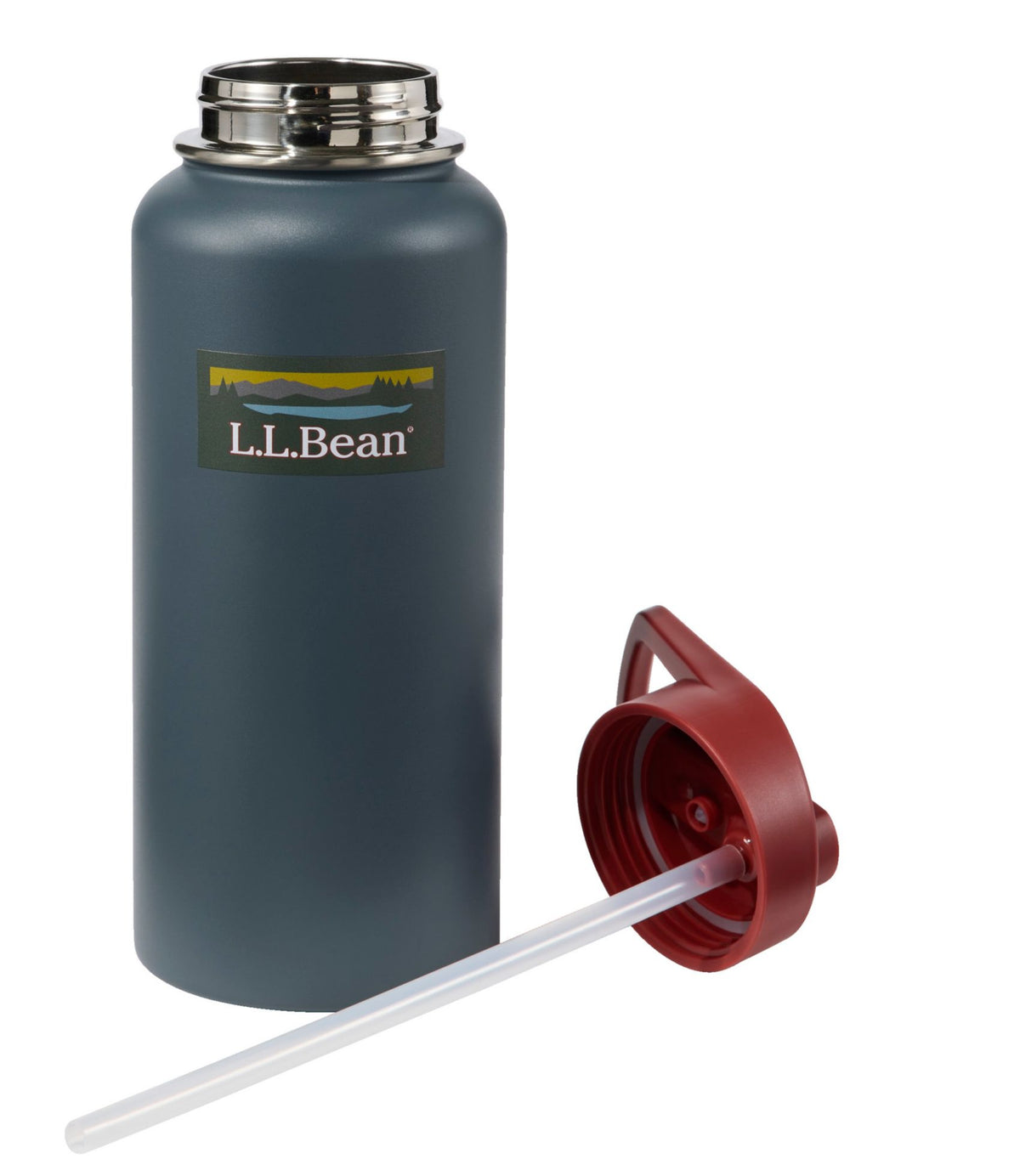 L.L.Bean Bean Canteen Insulated Straw Water Bottle, 32 oz. Print Dress Gordon Tartan