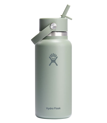 L.L.Bean Hydro Flask Wide Mouth Water Bottle with Flex Straw Cap, 32 oz. Agave