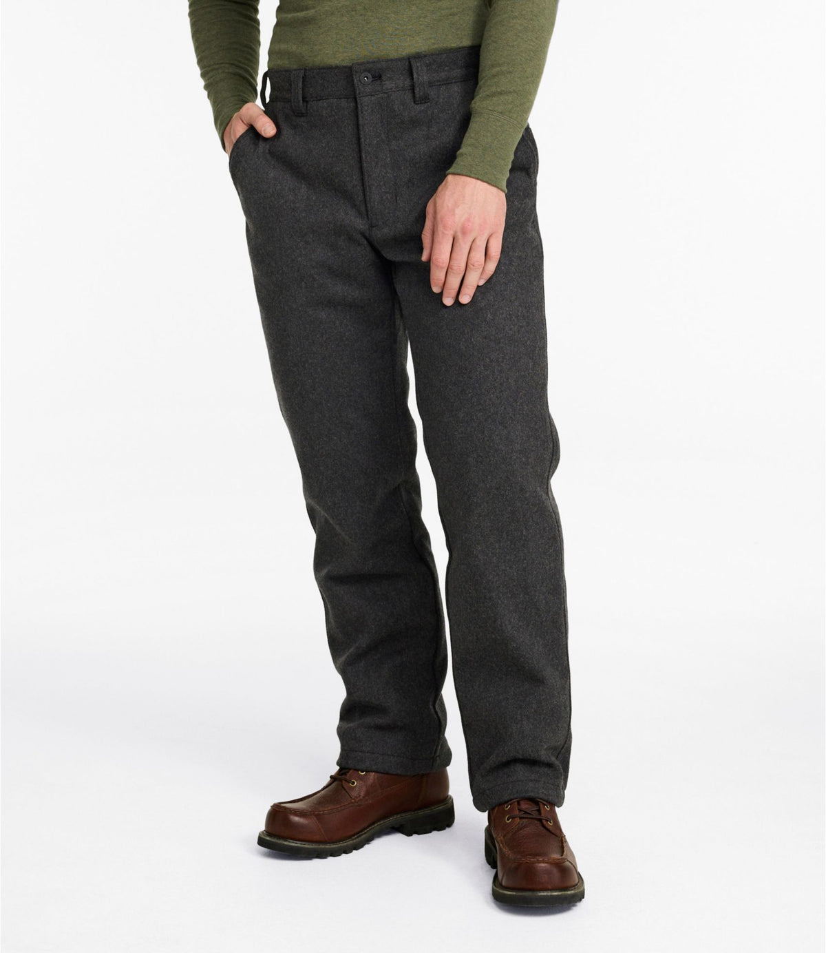 L.L.Bean Men's Maine Guide II PrimaLoft® Lined Wool Pants, Camo Alloy Gray
