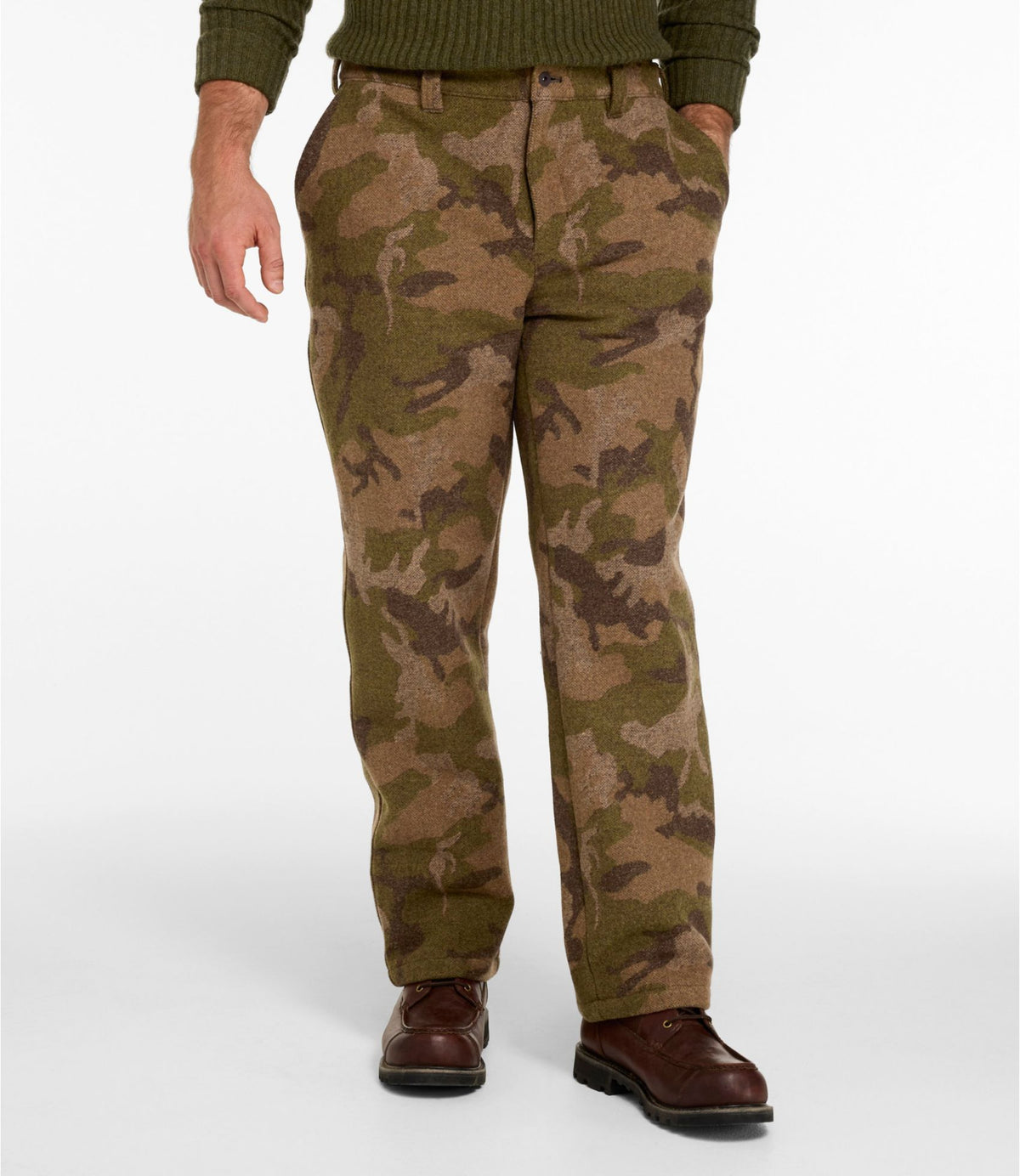 L.L.Bean Men's Maine Guide II PrimaLoft® Lined Wool Pants Camouflage