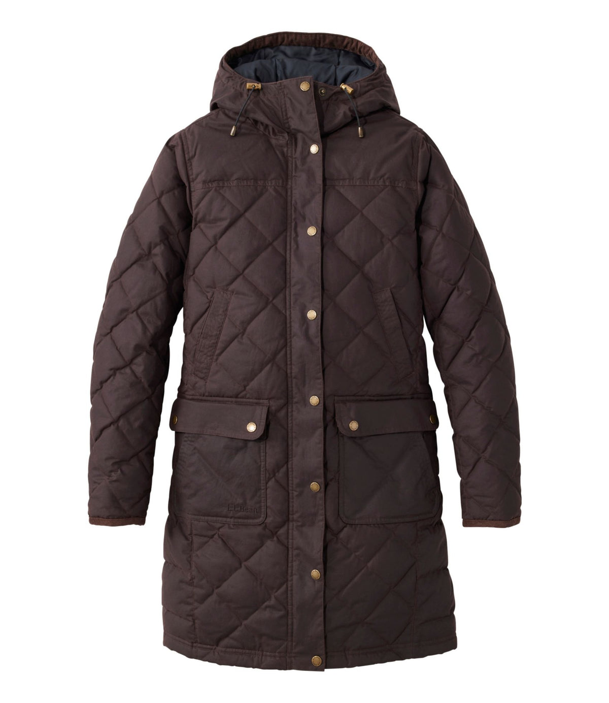 L.L.Bean Women's Upcountry Waxed Down Hooded Coat Coffee Bean