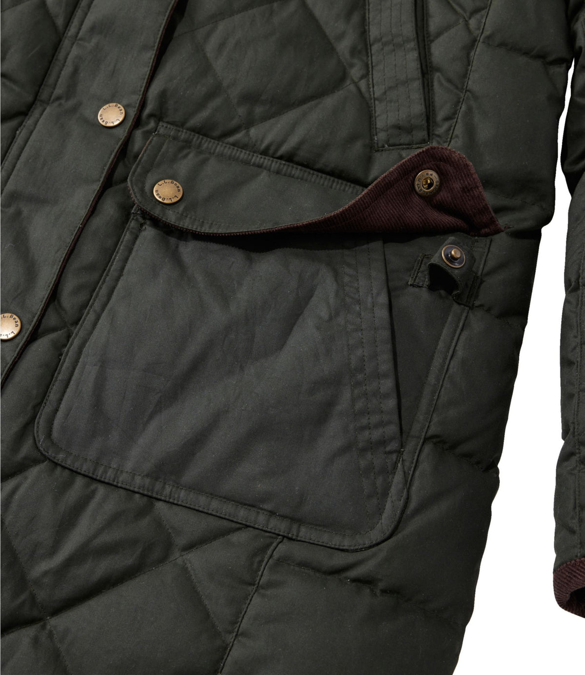 L.L.Bean Women's Upcountry Waxed Down Hooded Coat Coffee Bean