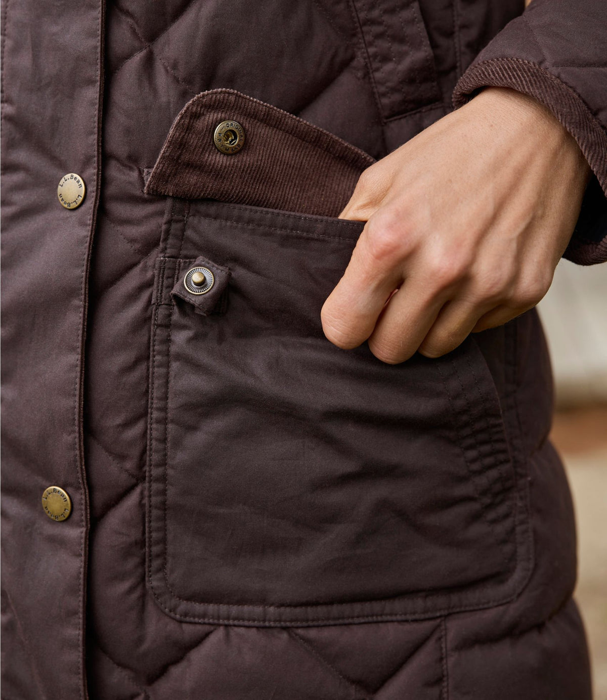 L.L.Bean Women's Upcountry Waxed Down Hooded Coat Coffee Bean