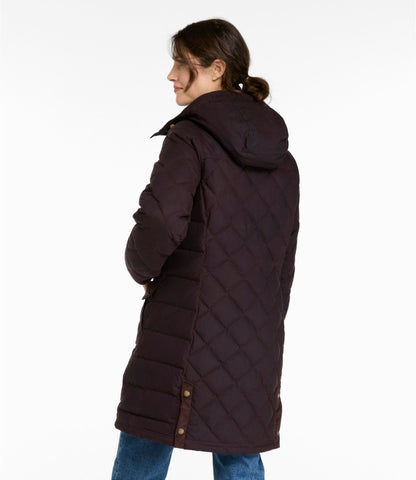 L.L.Bean Women's Upcountry Waxed Down Hooded Coat Coffee Bean