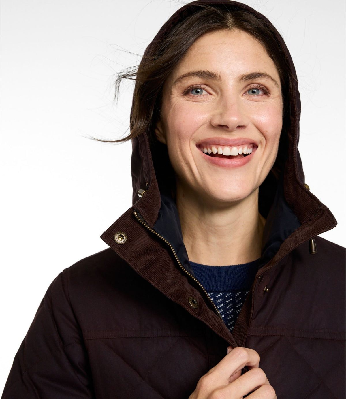 L.L.Bean Women's Upcountry Waxed Down Hooded Coat Coffee Bean