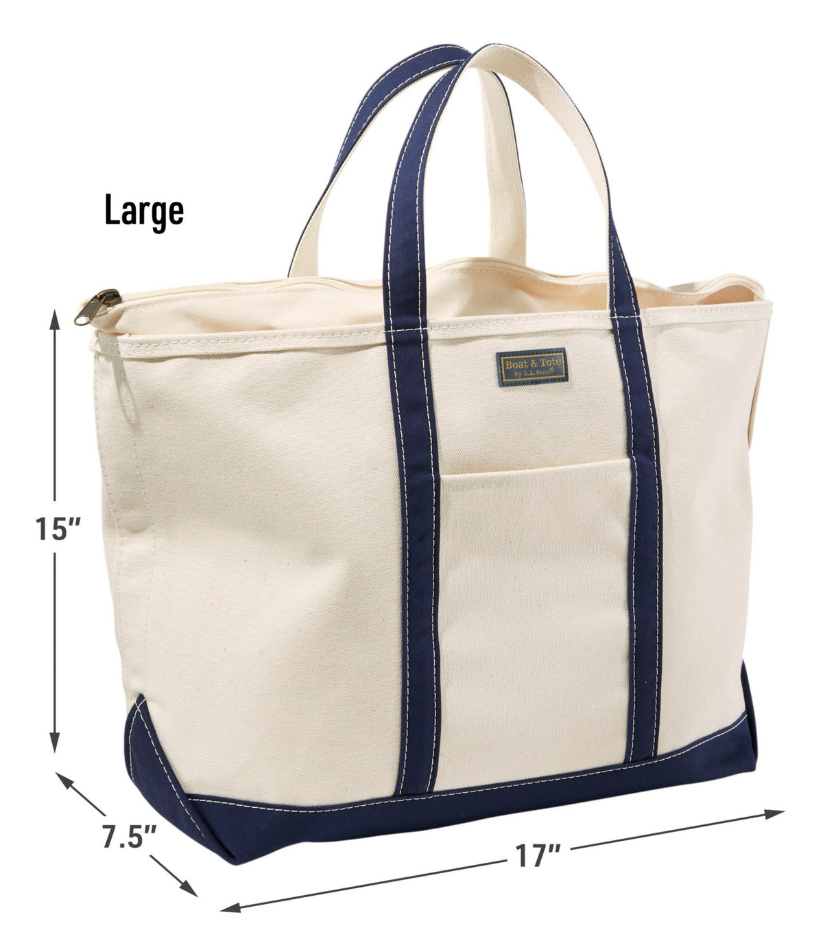 L.L.Bean Boat and Tote®, Zip-Top with Pocket Blue/Blue