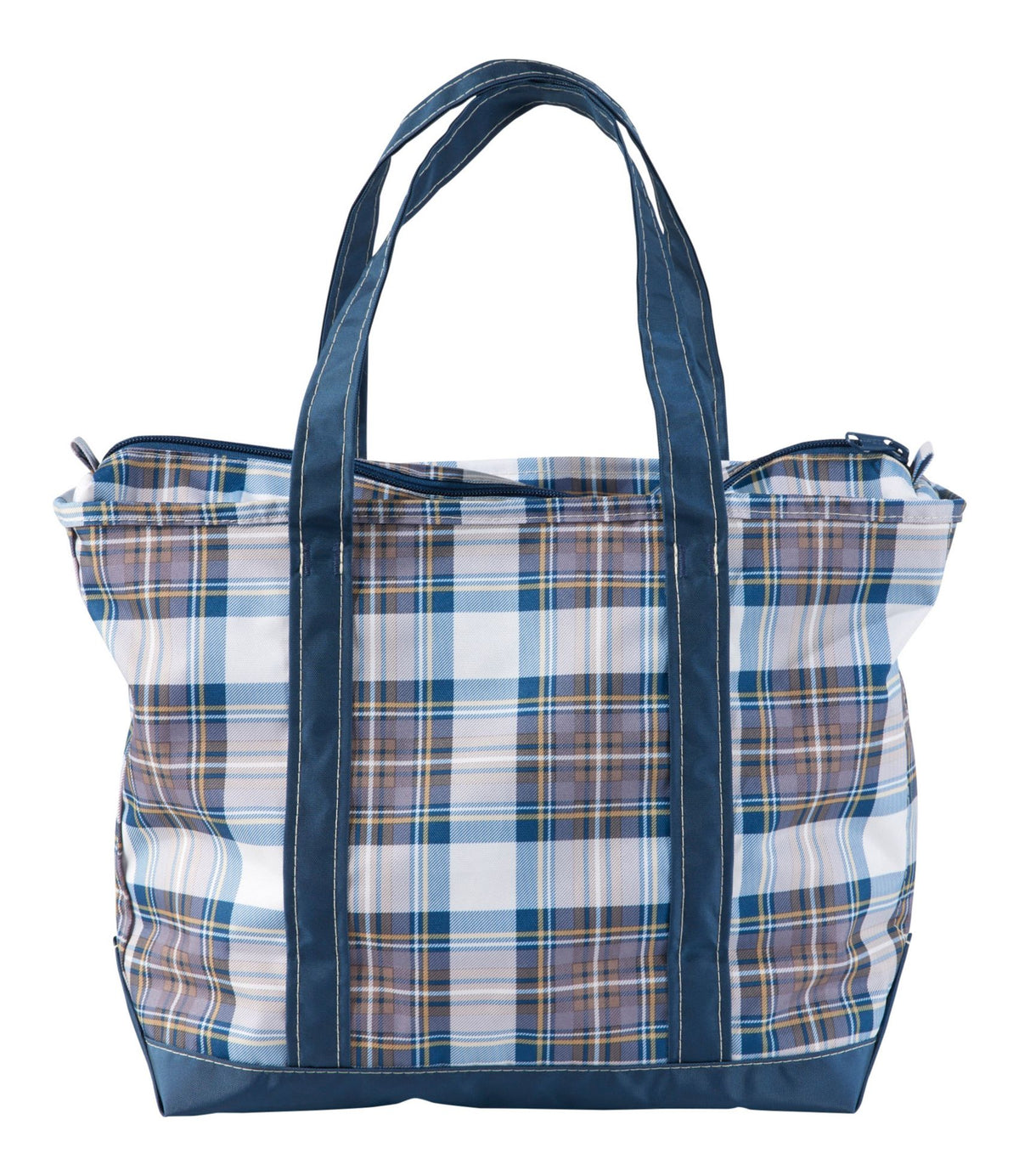 L.L.Bean Everyday Lightweight Tote, Plaid Mallard Blue Indigo Tartan