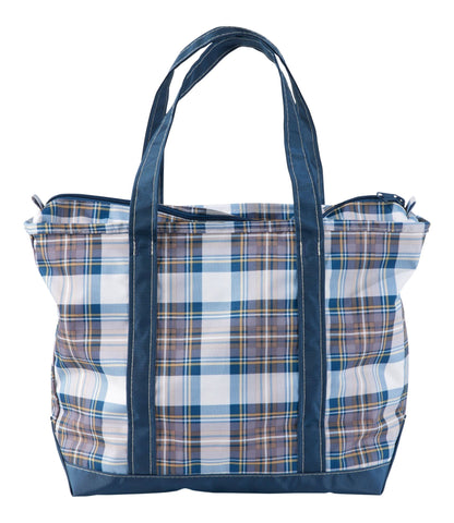 L.L.Bean Everyday Lightweight Tote, Plaid Mallard Blue Indigo Tartan