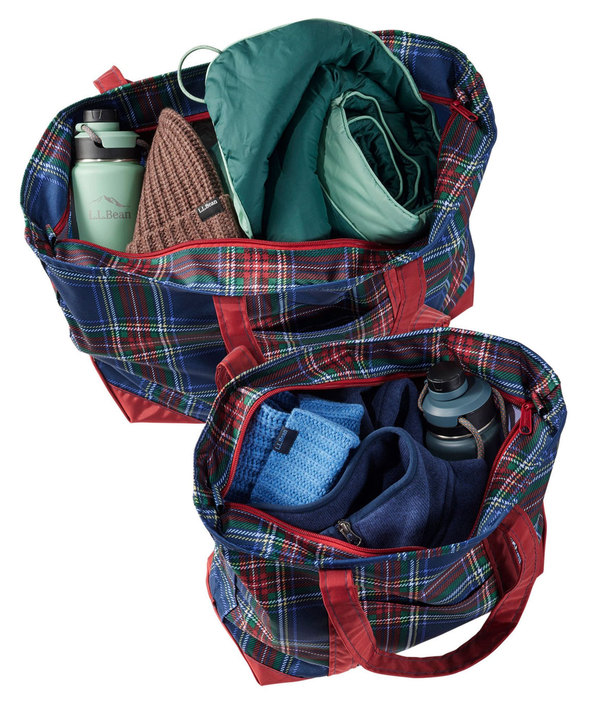L.L.Bean Everyday Lightweight Tote, Plaid Mallard Blue Indigo Tartan