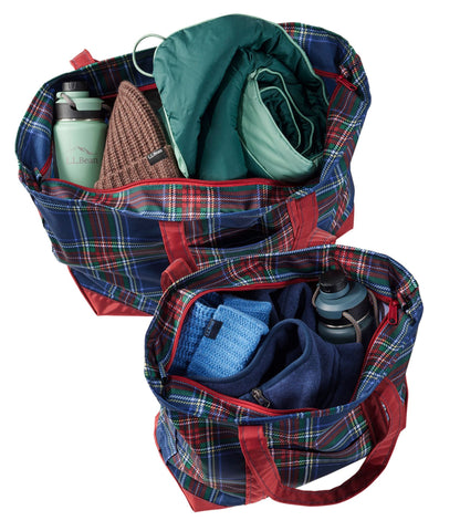 L.L.Bean Everyday Lightweight Tote, Plaid Mallard Blue Indigo Tartan