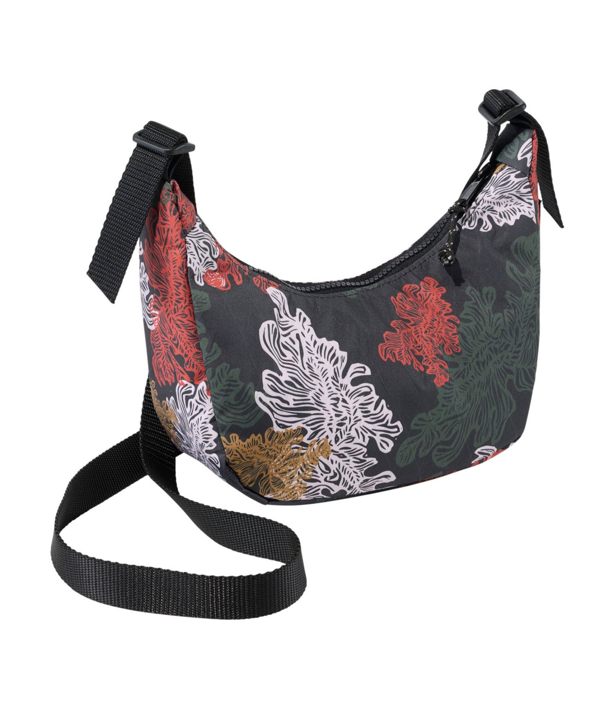 L.L.Bean Flowfold Cutler Crossbody Bag, Mini, Print Black Kelp
