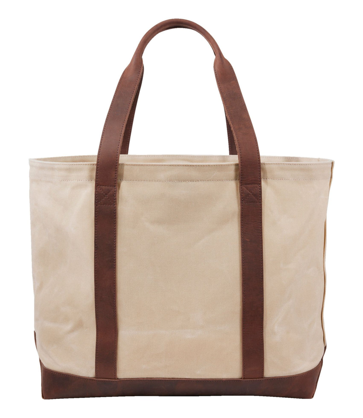 L.L.Bean Leather-Trim Waxed Canvas Tote Brown Leather