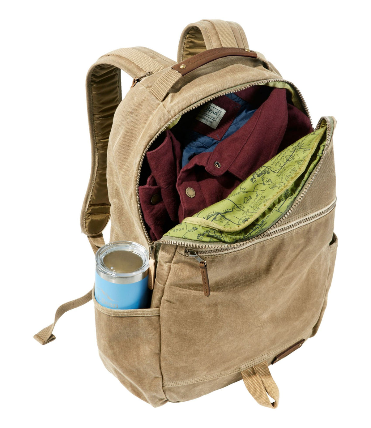 L.L.Bean Waxed Canvas Travel Backpack Antique Olive