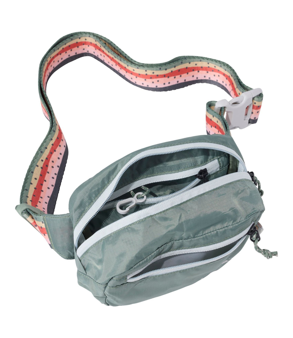 L.L.Bean L.L.Bean Stowaway Waist Pack, Print Strap Mariner Blue/Wood Violet