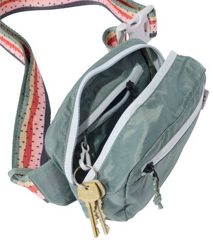 L.L.Bean L.L.Bean Stowaway Waist Pack, Print Strap Mariner Blue/Wood Violet