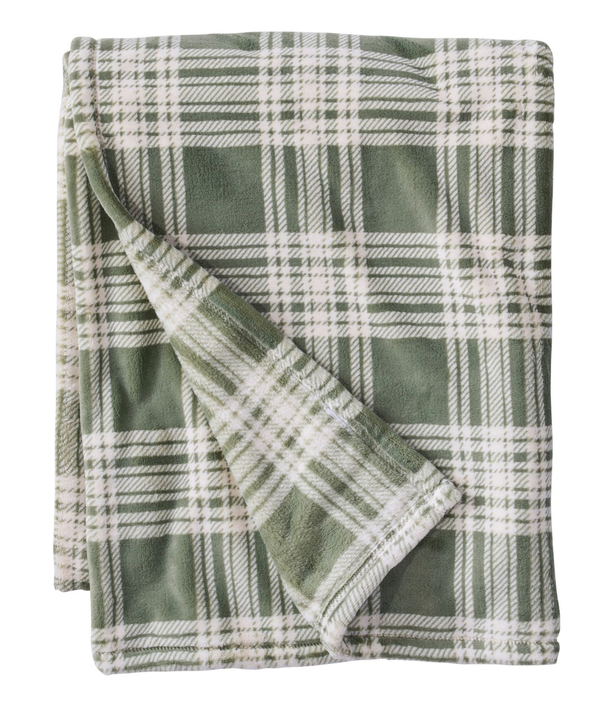 L.L.Bean Wicked Plush Throw, Plaid Deep Olive