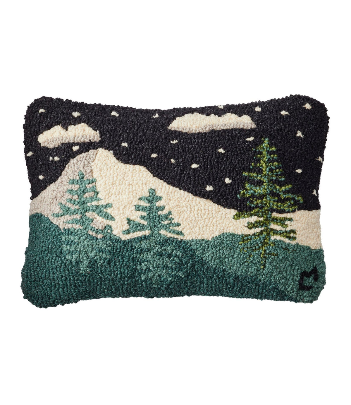 L.L.Bean Wool Hooked Throw Pillow, Winter Woods, 12" x 18"