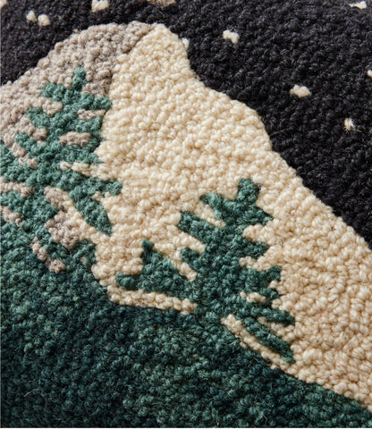 L.L.Bean Wool Hooked Throw Pillow, Winter Woods, 12" x 18"