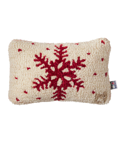 L.L.Bean Wool Hooked Throw Pillow, Red Flake, 8" x 12" Cream