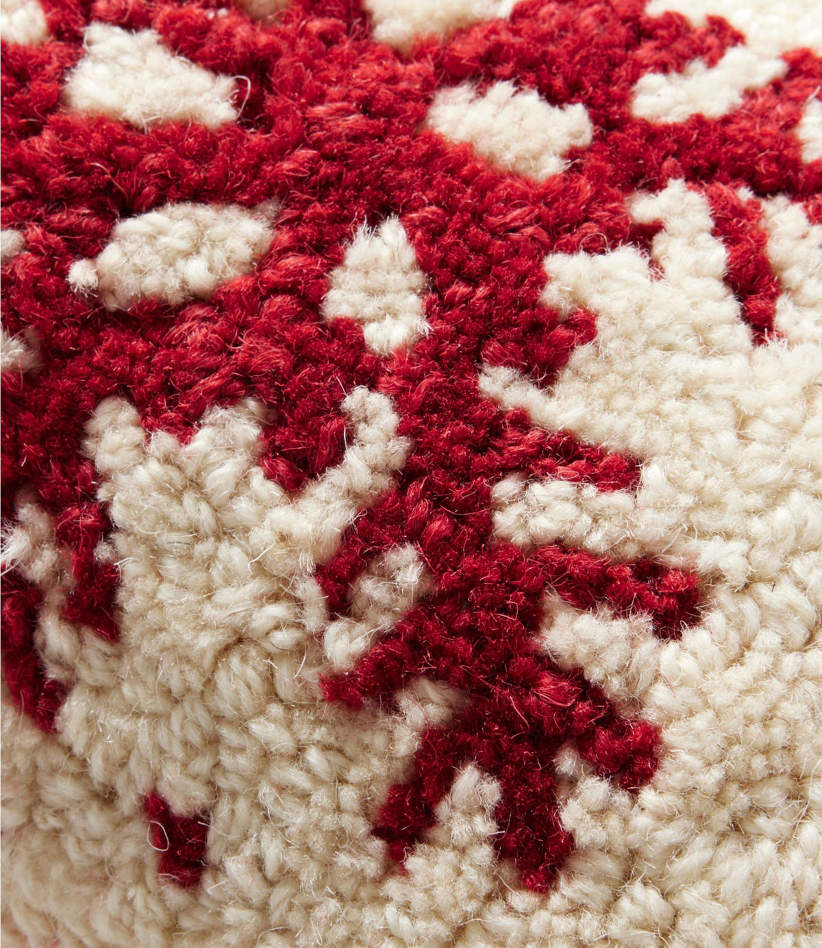 L.L.Bean Wool Hooked Throw Pillow, Red Flake, 8" x 12" Cream