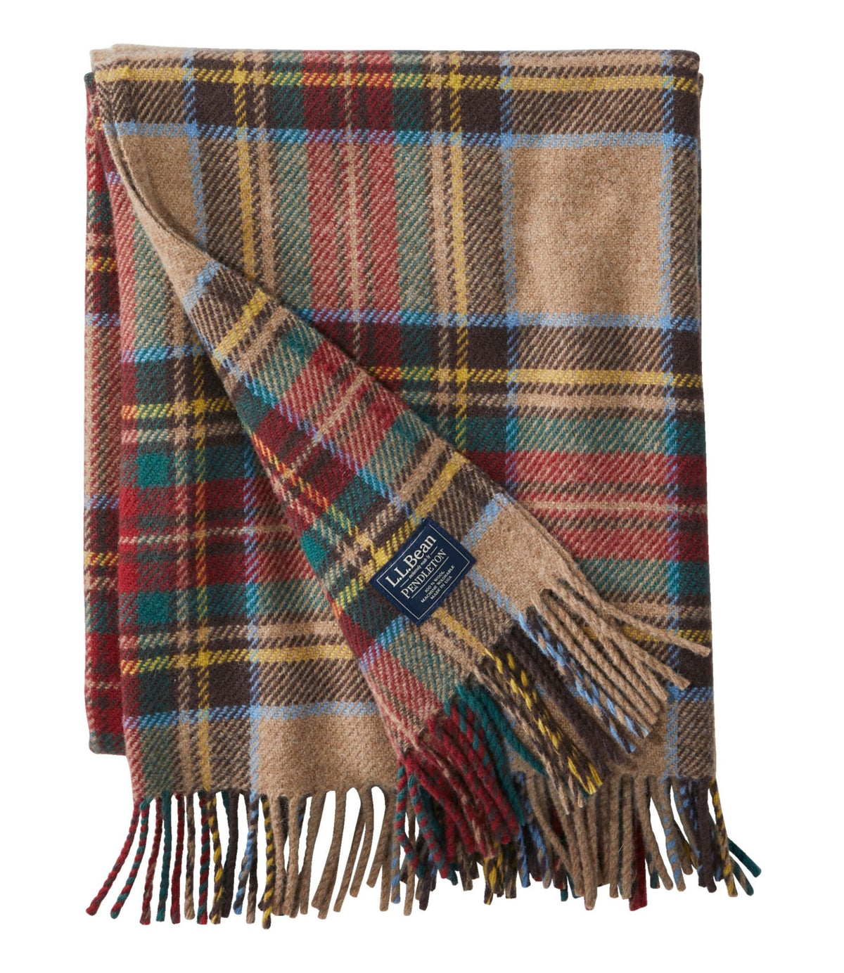 L.L.Bean L.L.Bean Washable Wool Throw, Plaid 54" x 60" Antique Dress Stewart