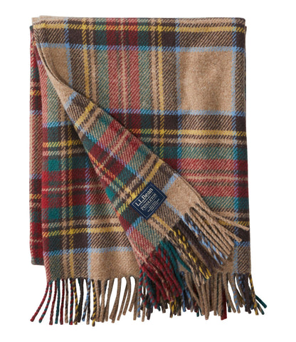 L.L.Bean L.L.Bean Washable Wool Throw, Plaid 54" x 60" Antique Dress Stewart