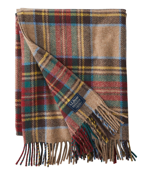 L.L.Bean L.L.Bean Washable Wool Throw, Plaid 54" x 60" Antique Dress Stewart