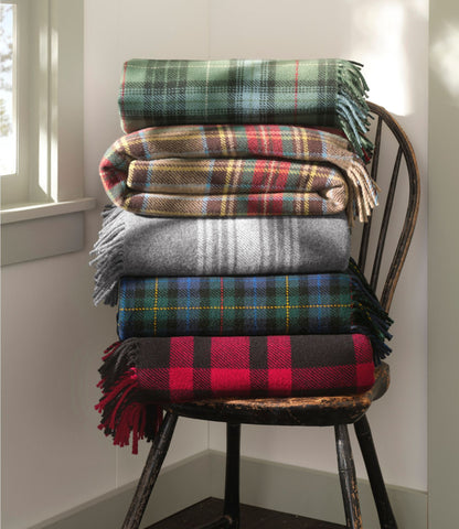 L.L.Bean L.L.Bean Washable Wool Throw, Plaid 54" x 60" Antique Dress Stewart