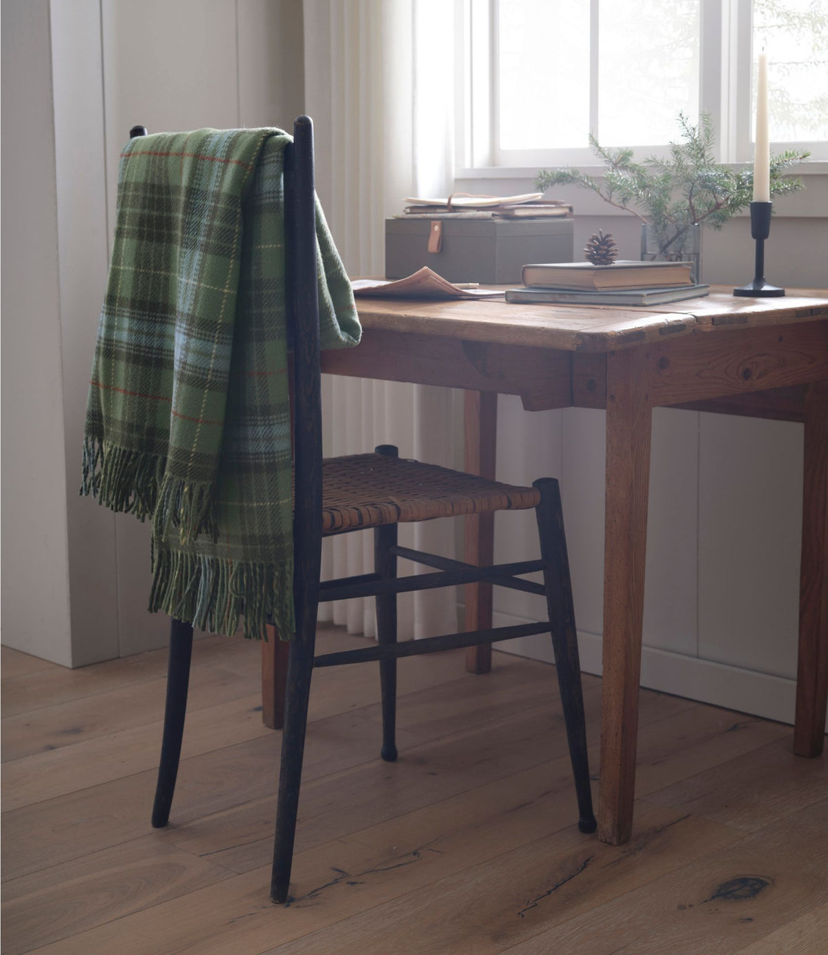 L.L.Bean L.L.Bean Washable Wool Throw, Plaid 54" x 60" Antique Dress Stewart