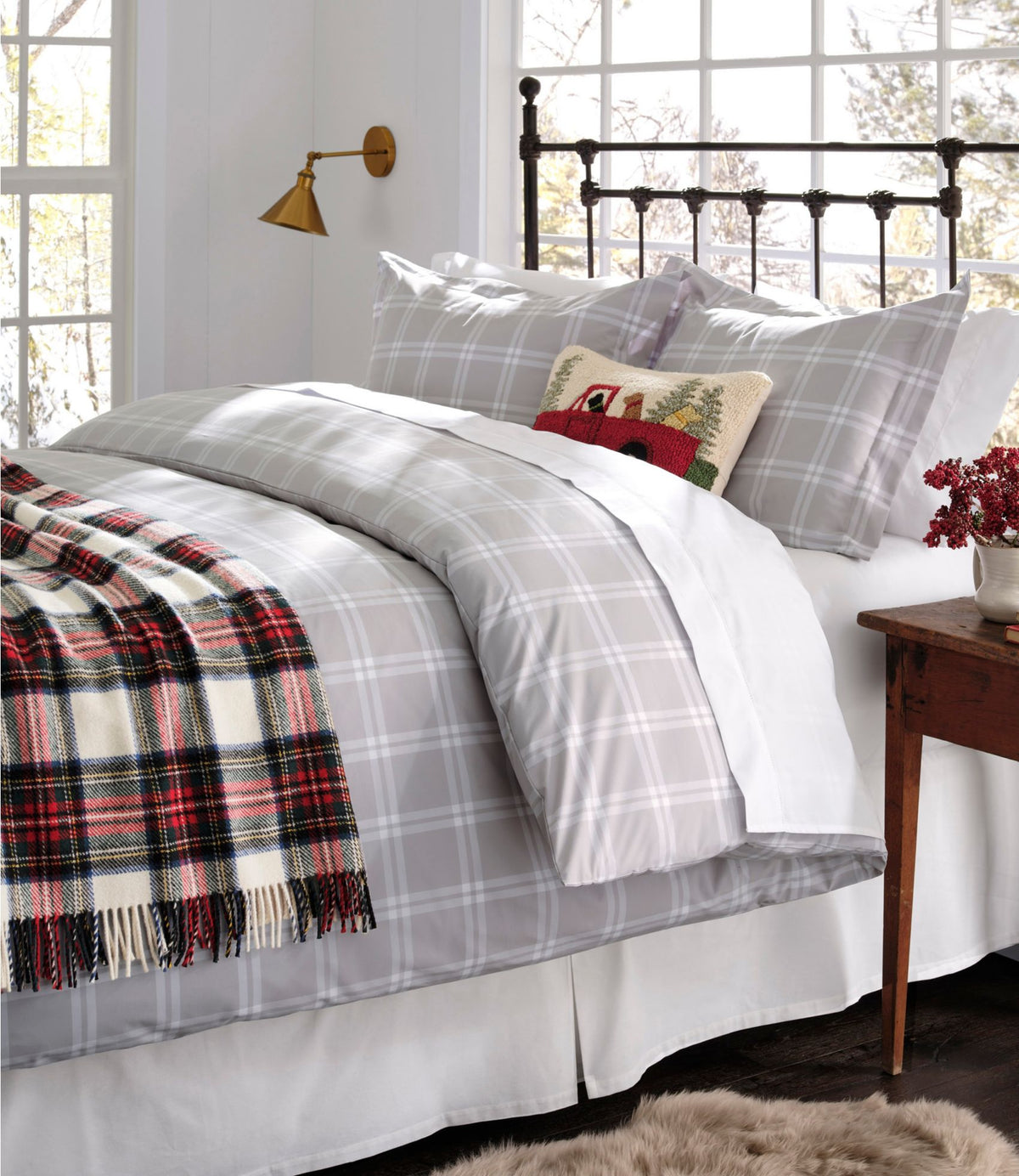 L.L.Bean L.L.Bean Washable Wool Throw, Plaid 54" x 60" Antique Dress Stewart