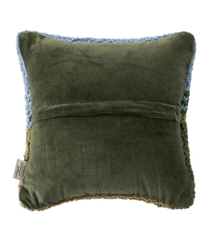 L.L.Bean Wool Hooked Throw Pillow, Trail & Tail Black Dog, 14" x 14"