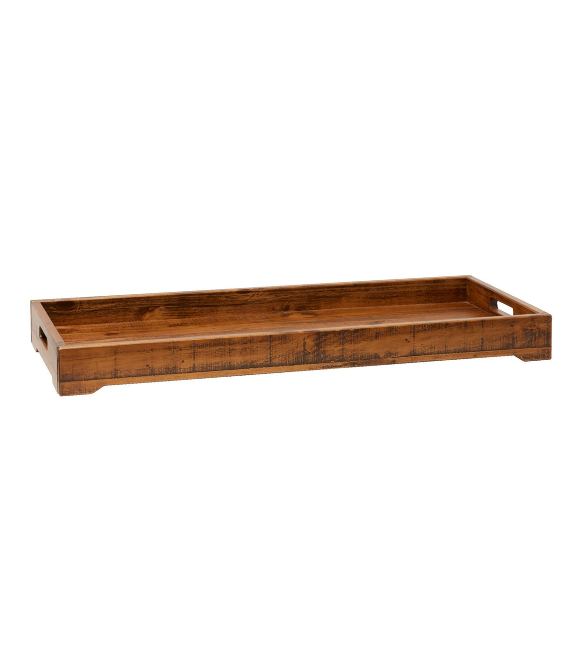 L.L.Bean Rustic Wooden Boot Tray Dark Natural