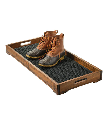 L.L.Bean Rustic Wooden Boot Tray Dark Natural