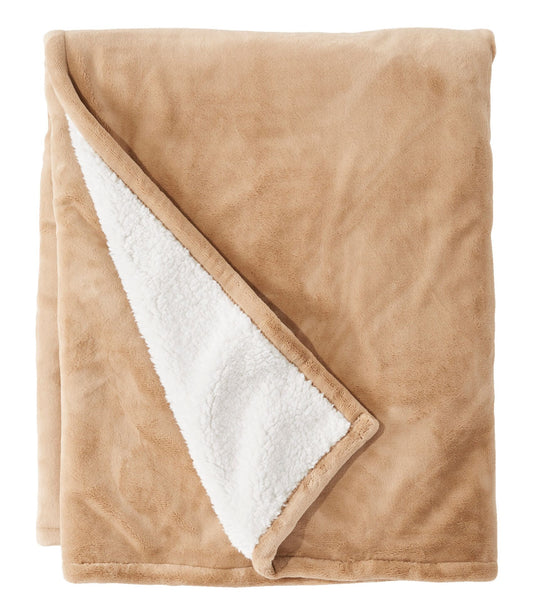 L.L.Bean Wicked Plush Sherpa Throw Camel Brown