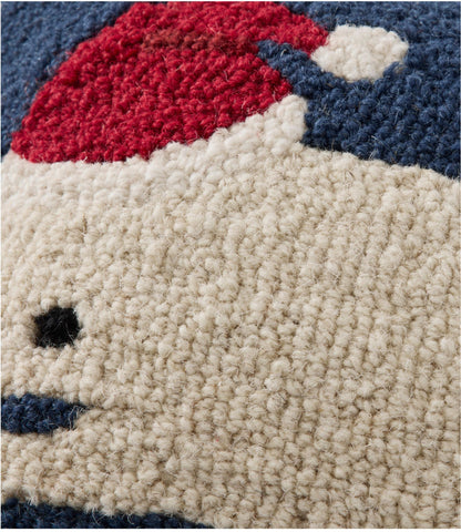 L.L.Bean Wool Hooked Throw Pillow, Holiday Whale, 12" x 18"