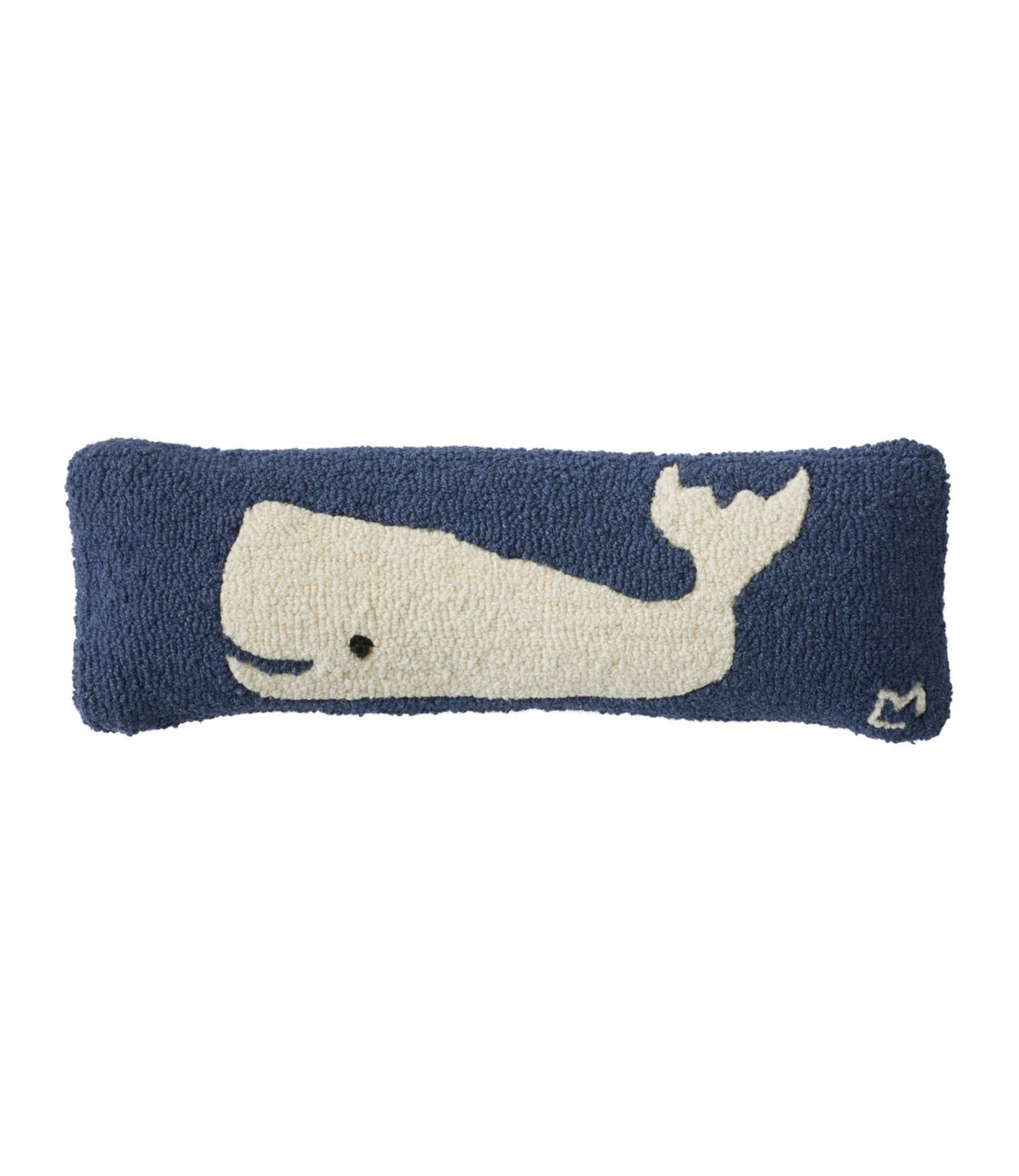 L.L.Bean Wool Hooked Throw Pillow, Whale, 8" x 24"