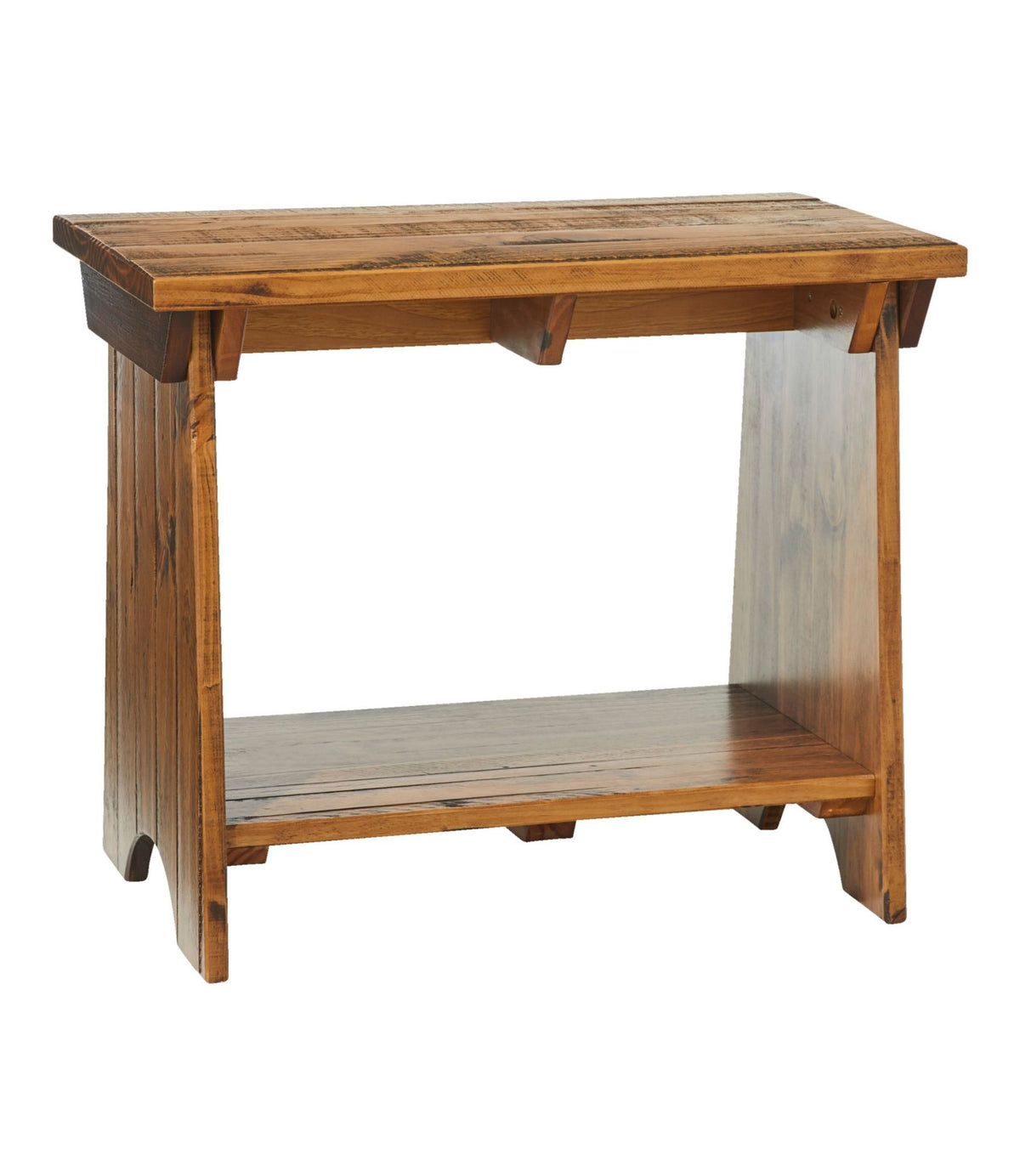 L.L.Bean Rustic Wooden Mudroom Bench, Small Dark Natural