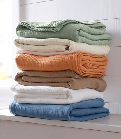 L.L.Bean Lightweight Cotton Gauze Blanket Faded Sage