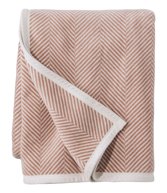 L.L.Bean ChappyWrap Cozy Throw Blanket, Herringbone Camel Brown