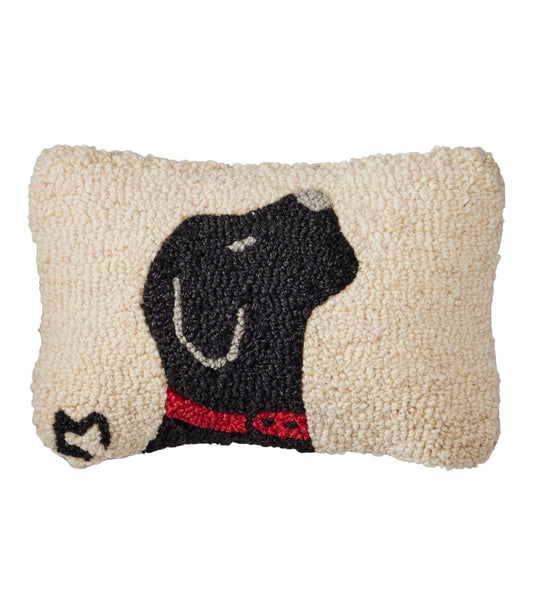 L.L.Bean Wool Hooked Throw Pillow, Black Labrador, 8" x 12"