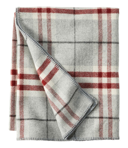L.L.Bean Washable Wool Blanket, Plaid Dark Gray Heather